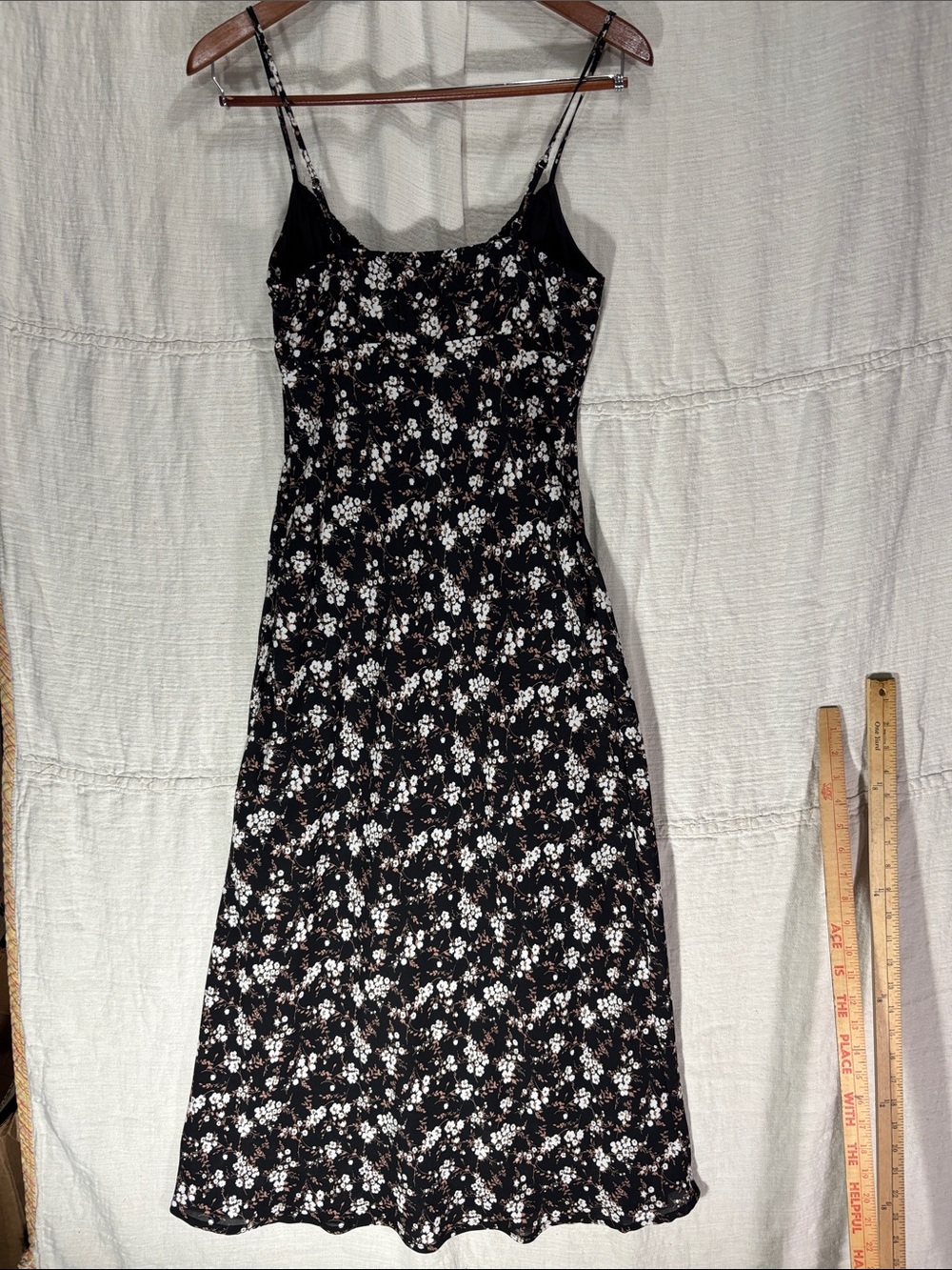 Workshop Republic Clothing Black Floral Midi Cami Slip Dress S 90s Y2K Grunge - Picture 9 of 9